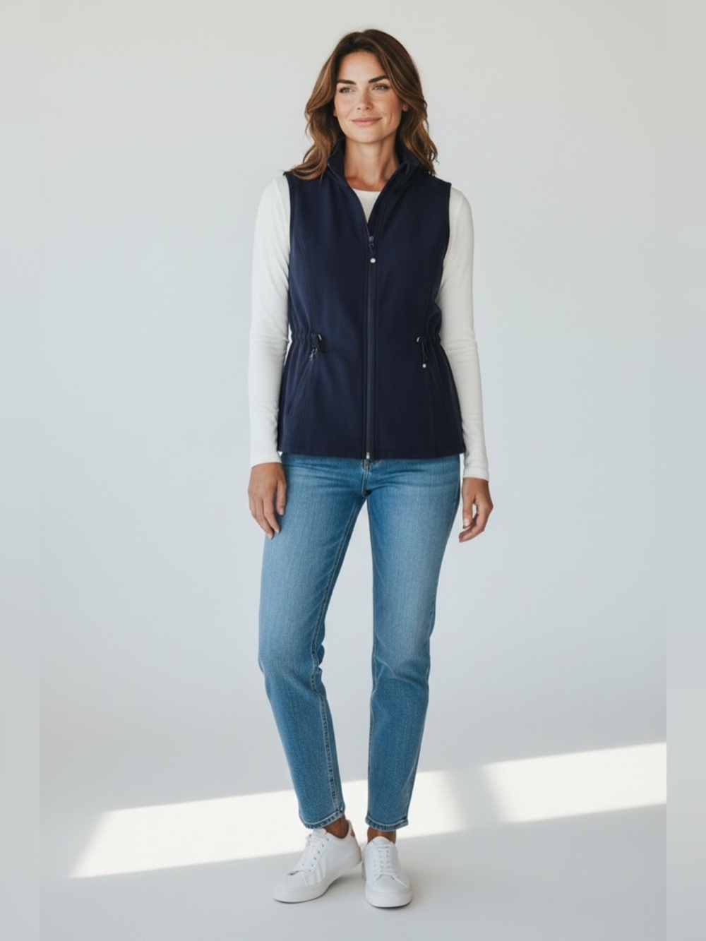 T By Talbots Zip Front Vest // Navy Blue // XS